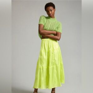 NWT Anthropologie Lime Green Women's Parachute Skirt